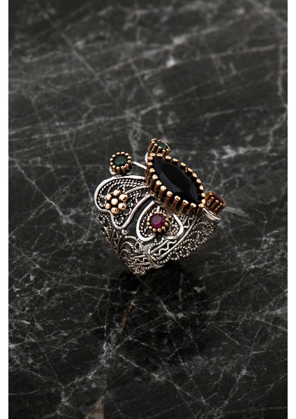 Safir Taşlı Telkari İşlemeli Kelebek Gümüş Yüzük 2497 fiyatları