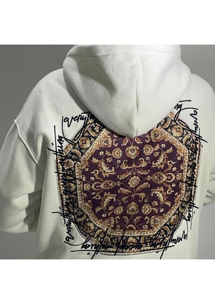 Otantik Kumaş Baskılı Oversize Erkek Hoodie