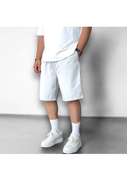Gabardin Beli Lastikli Basic Şort