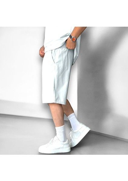 Gabardin Beli Lastikli Basic Şort