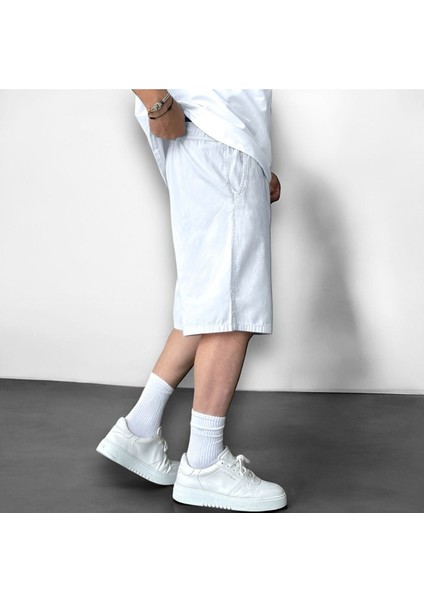 Gabardin Beli Lastikli Basic Şort