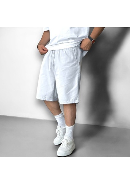 Gabardin Beli Lastikli Basic Şort