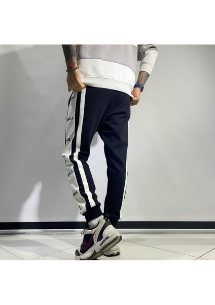 Şerit Detaylı Siyah Jogger Eşofman Altı