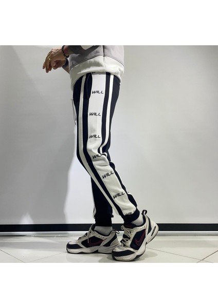 Şerit Detaylı Siyah Jogger Eşofman Altı