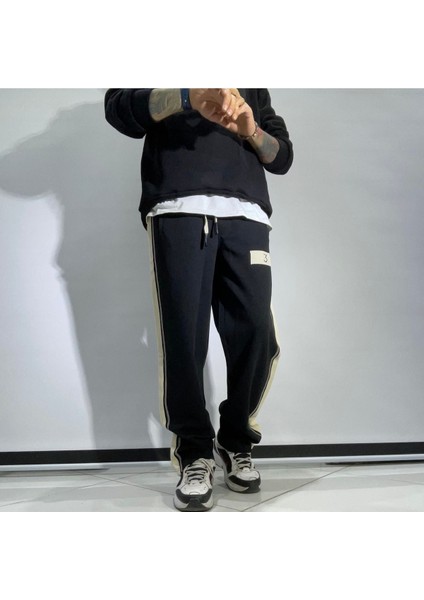 Yanları Şerit Detaylı Erkek Baggy Eşofman Altı