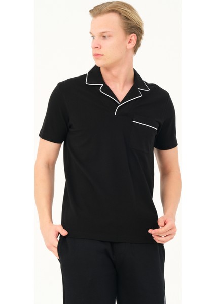 Erkek Regular Fit Kısa Kollu Polo Siyah fiyatları