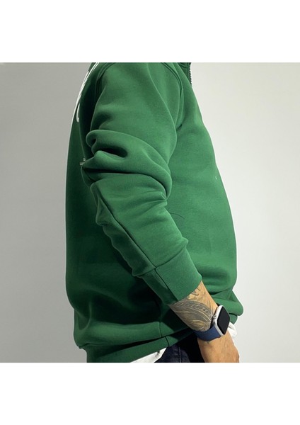 Nakış Detaylı Yarım Fermuar Oversize Erkek Sweatshirt