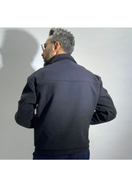 Boxy Fit Fermuarlı Kaşe Ceket