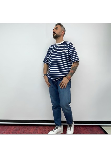 Royal Club Yazılı Çizgili Oversize T-Shirt