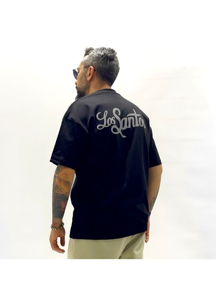 Los Santos Reflektör Baskılı Oversize T-Shirt