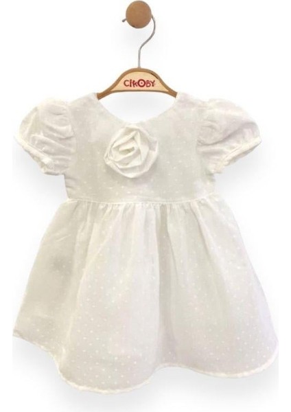 Kız Bebek Gül Detaylı Şık Elbise