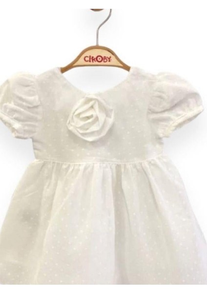 Kız Bebek Gül Detaylı Şık Elbise