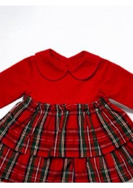 Kız Bebek Bebe Yaka Ekose Desenli Elbise fırsatları
