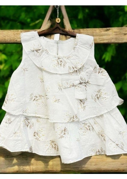 Kız Bebek Pamuklu Çiçek Desenli Katlı Fırfırlı Elbise fiyatları