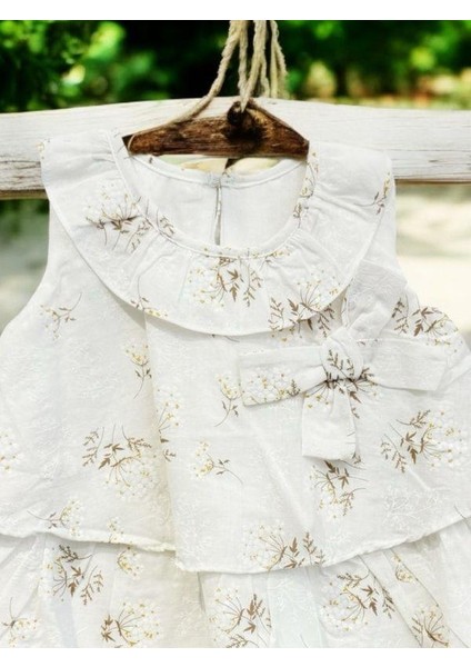 Kız Bebek Pamuklu Çiçek Desenli Katlı Fırfırlı Elbise modelleri