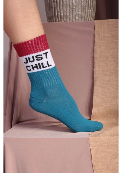 "just Chill" Yazılı Eğlenceli Unisex Soket Çorap - Günlük Konforlu Kullanım