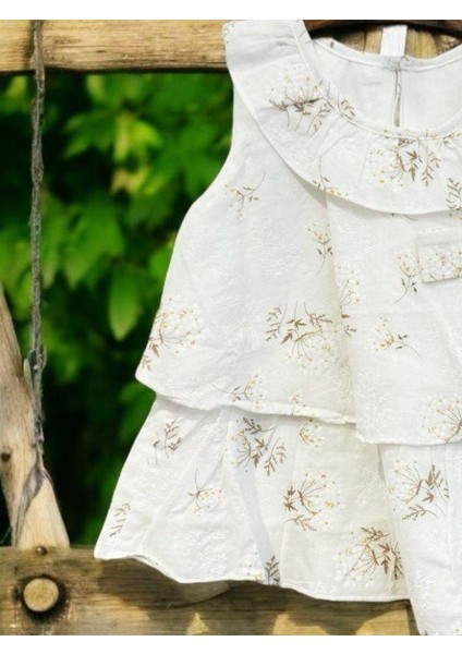 Kız Bebek Pamuklu Çiçek Desenli Katlı Fırfırlı Elbise fırsatları