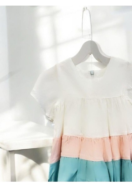 Kız Bebek Çocuk Pamuklu Kat Kat Fırfırlı Renkli Elbise modelleri