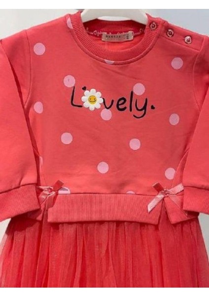 Kız Bebek Lovely Yazılı Tütü Etekli Pamuk Elbise