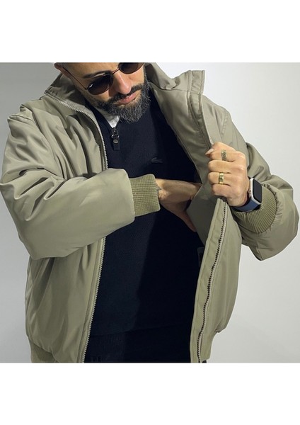 Oversize Fermuarlı Erkek Bomber Mont