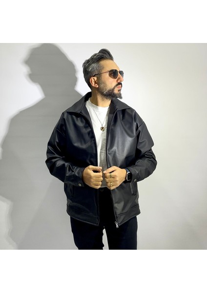 I?çi Kürklü Oversize Erkek Deri Ceket