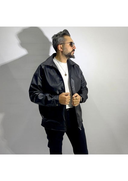 I?çi Kürklü Oversize Erkek Deri Ceket