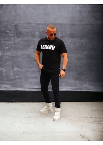 Legend Baskılı Rahat Kalıp %100 Pamuklu T-Shirt