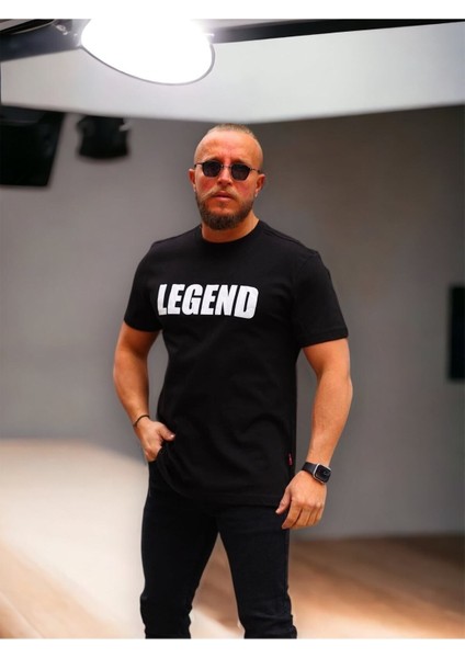 Legend Baskılı Rahat Kalıp %100 Pamuklu T-Shirt