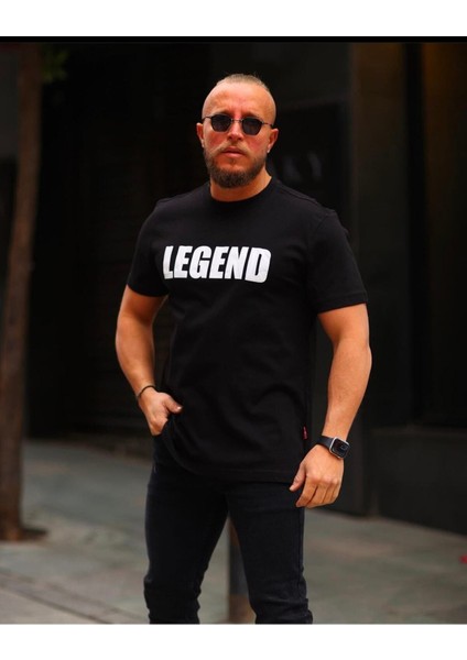 Legend Baskılı Rahat Kalıp %100 Pamuklu T-Shirt