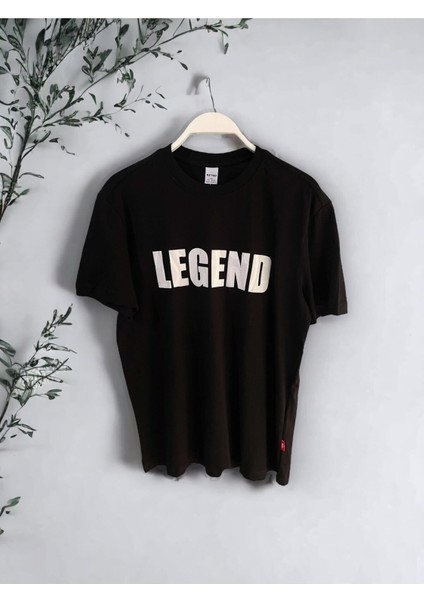 Legend Baskılı Rahat Kalıp %100 Pamuklu T-Shirt