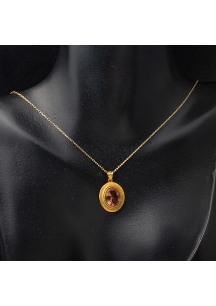 Oval Sultanayt Taşlı 14 Ayar Altın Kolye modelleri