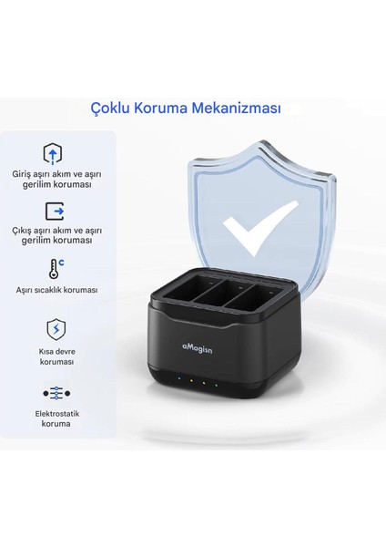 AP17 Gopro Hero 13 Black Üçlü Batarya Pil Şarj Cihazı fırsatları