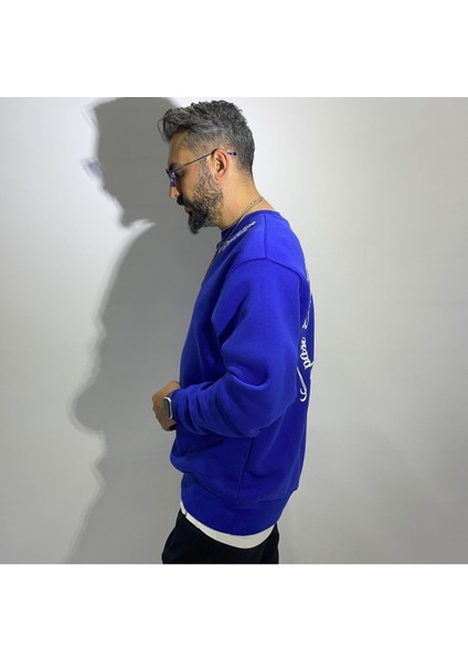 Sırtı Nakış Işlemeli Erkek Oversize Sweatshirt