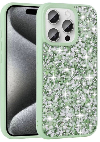 Apple iPhone 15 Pro Kılıf Parlak Taşlı Tasarım Zore Linea Diamond Kapak