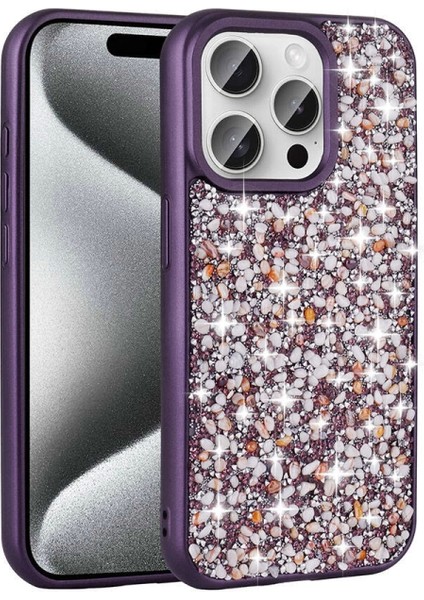 Apple iPhone 15 Pro Max Kılıf Parlak Taşlı Tasarım Zore Linea Diamond Kapak