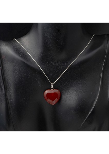 Akik Taşlı Gümüş Kalp Kolye fiyatları