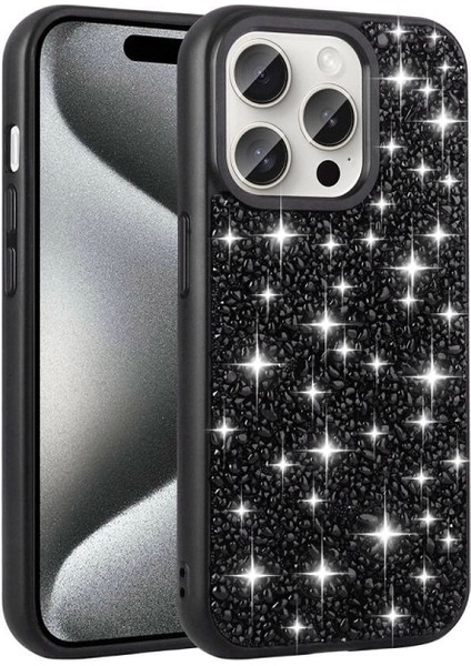 Apple iPhone 15 Pro Kılıf Parlak Taşlı Tasarım Zore Linea Diamond Kapak