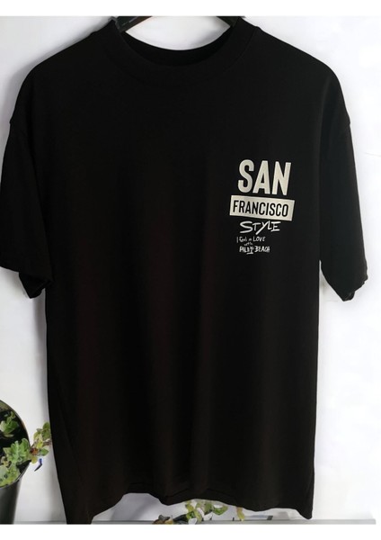 San Francisco Baskılı Oversize Pamuklu T-Shirt