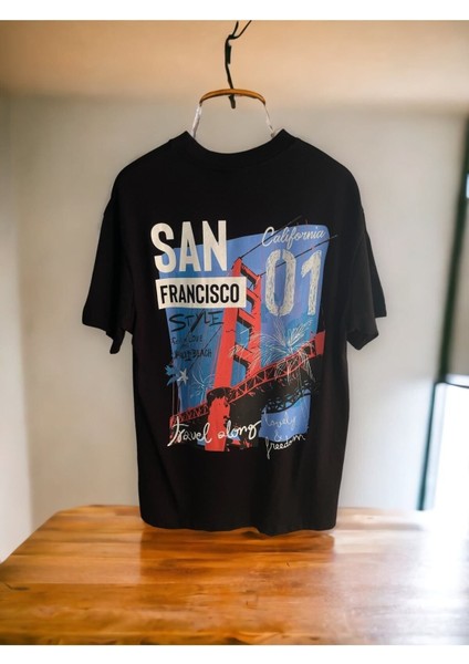 San Francisco Baskılı Oversize Pamuklu T-Shirt