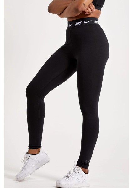Nsw Clup High-Waisted Yüksek Belli Siyah Kadın Spor Tayt