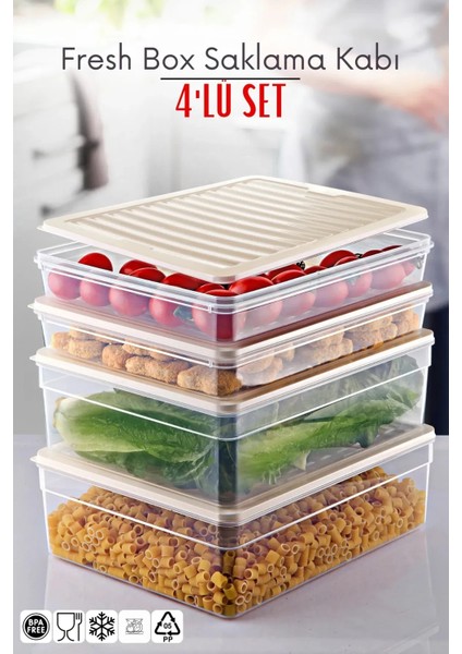 4 Parça Set Freshbox Mikrodalga ve Difrize Uygun Saklama Kabı