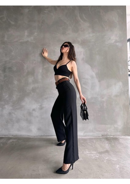 Defile Beli Kemerli Palazzo Keten Pantolon fırsatları