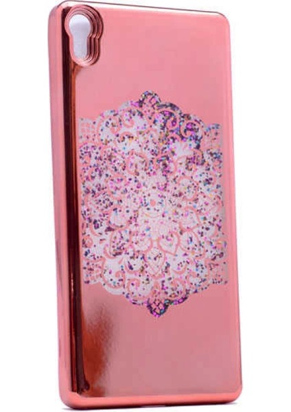 Sony Xperia Xz Kılıf Zore Lazer Çiçekli Sıvılı Silikon