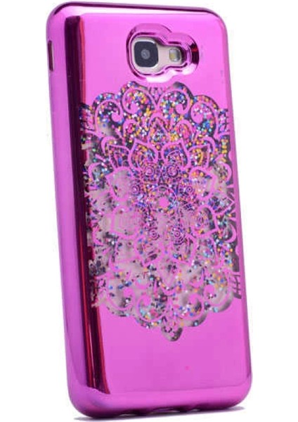 Galaxy J5 Prime Kılıf Zore Lazer Çiçekli Sıvılı Silikon