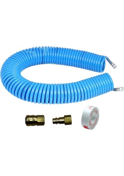 Poliüretan Spiral Hava Hortumu 5 x 8 mm 7,5 Metre Qucik Setli