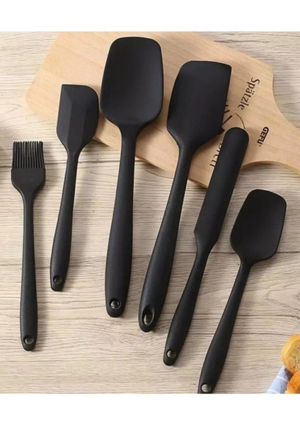 6lı Takım Yanmaz Üst Kalite Yapışmaz Mutfak Pasta Slikon Yumurta Fırçası Kaşık Bıçak Spatula Seti