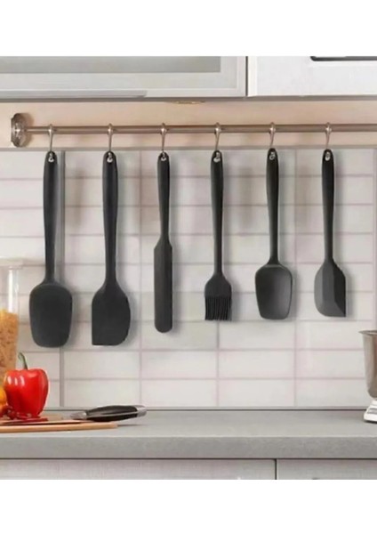 6lı Takım Yanmaz Üst Kalite Yapışmaz Mutfak Pasta Slikon Yumurta Fırçası Kaşık Bıçak Spatula Seti