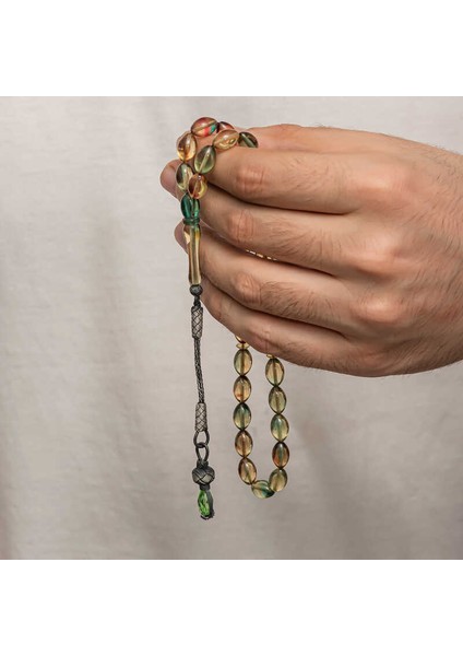 Gümüş 1000 Ayar Kazaz Püsküllü Sıkma Kehribar Tesbih fiyatları