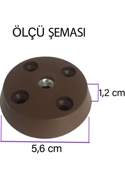 Düz Ayak Tabanı Kahverengi Mobilya Masa Sehpa Ayağı Bağlantı Aparatı Plastik