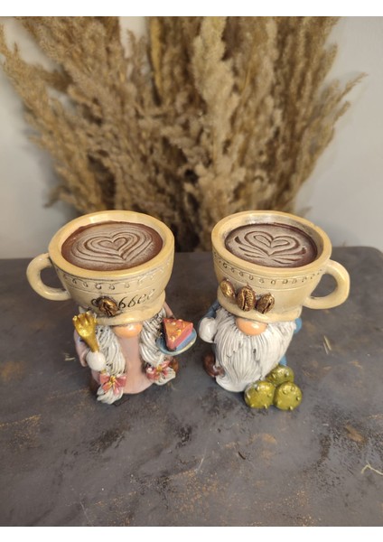 Kahve Fincan Figürlü Aşçı Gnome Çift Dekoratif Sunumluk & Mumluk fırsatları
